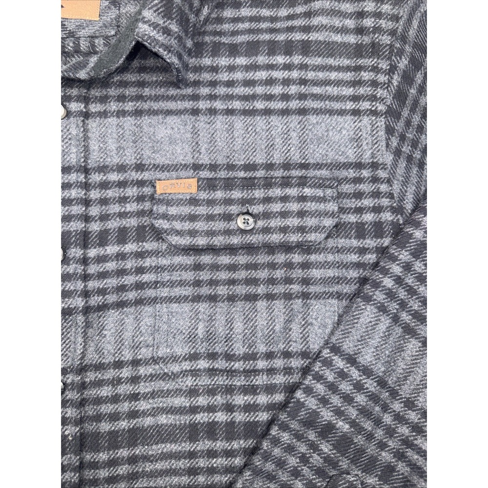 Orvis Men's XXL Heavyweight Flannel Shirt Jacket Gray Plaid Shacket Nice Shacket - Picture 5 of 13